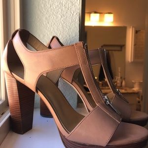 Michael Kors tan zipper heels